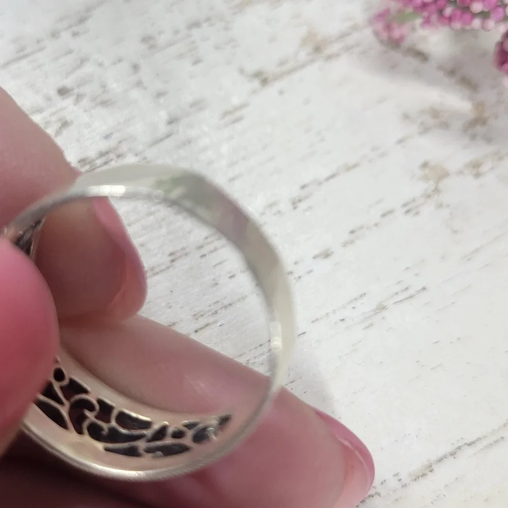 Charles‎ Winston 925 Silver Marcasite Ring Sz 9 Ornate Boho Filigree Band
